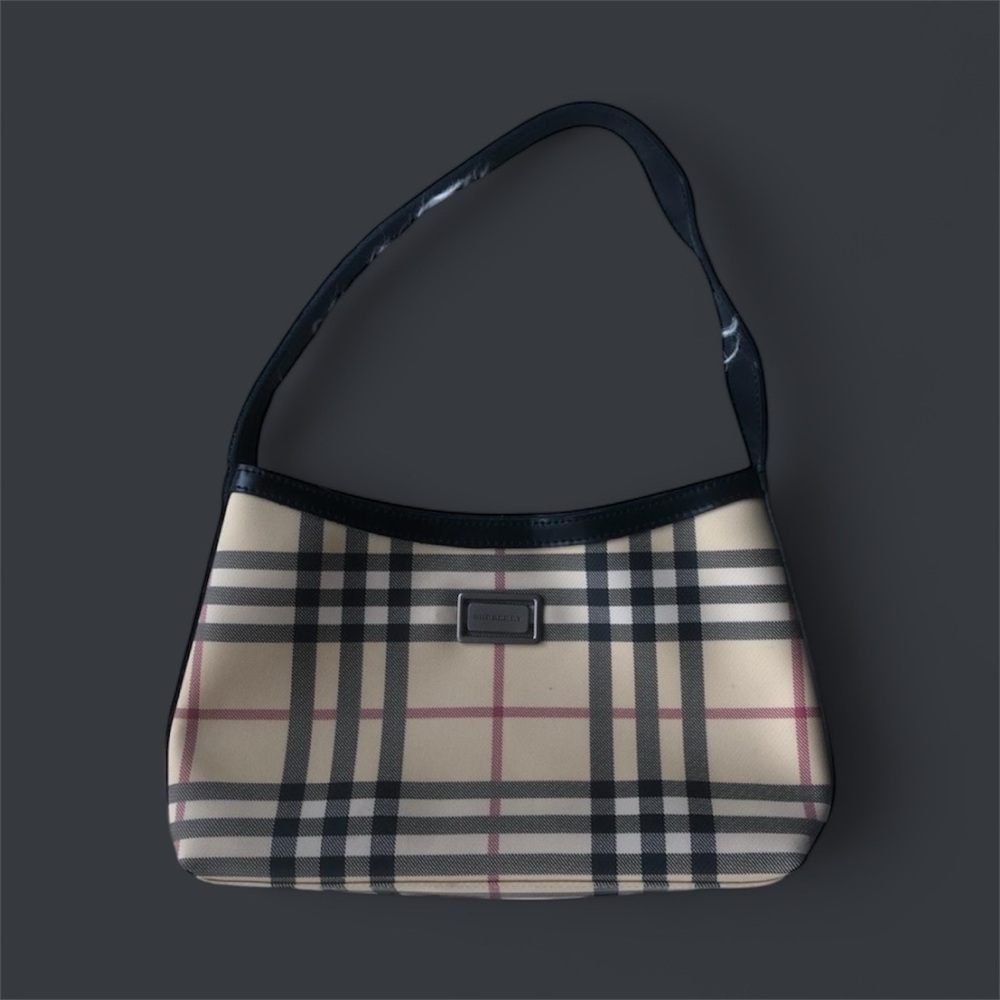 Burberry Beige and Black Check Shoulder Bag